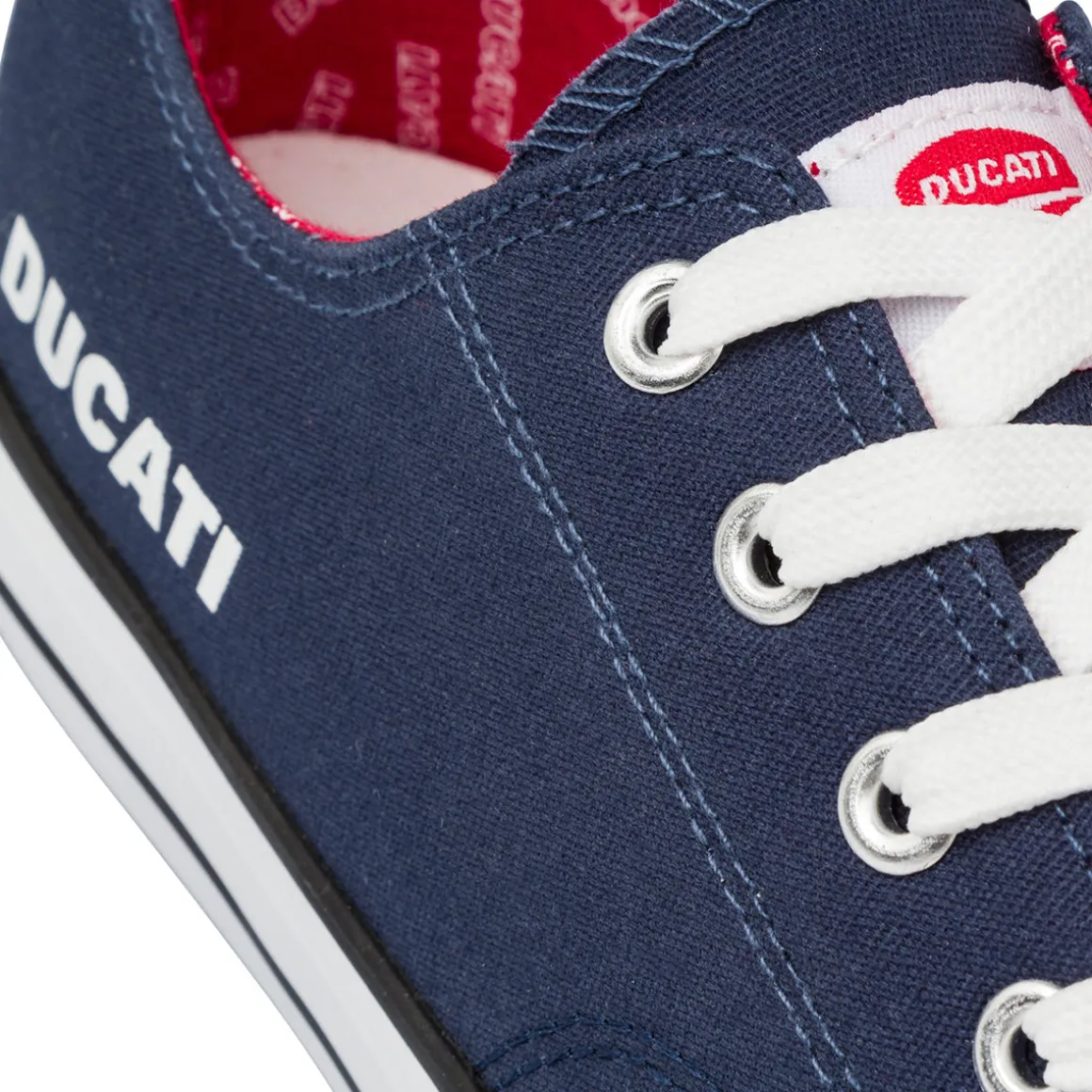 Sneakers casual blu in tessuto da Uomo con logo laterale Ducati