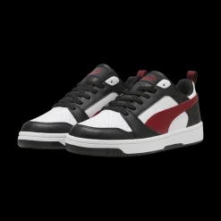 Sneakers casual da uomo bianche con dettagli neri e rossi e logo Puma Rebound V6