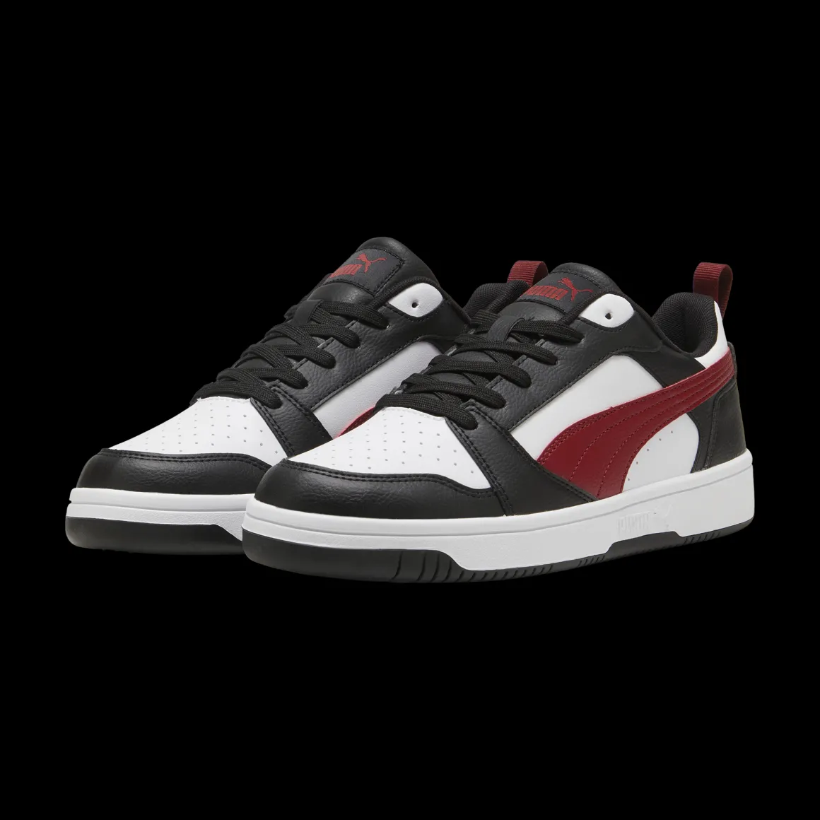 Sneakers casual da uomo bianche con dettagli neri e rossi e logo Puma Rebound V6