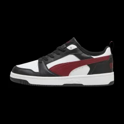 Sneakers casual da uomo bianche con dettagli neri e rossi e logo Puma Rebound V6