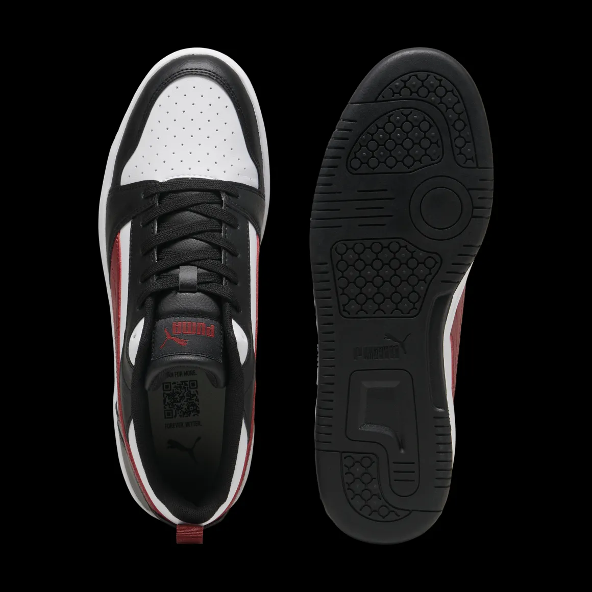Sneakers casual da uomo bianche con dettagli neri e rossi e logo Puma Rebound V6