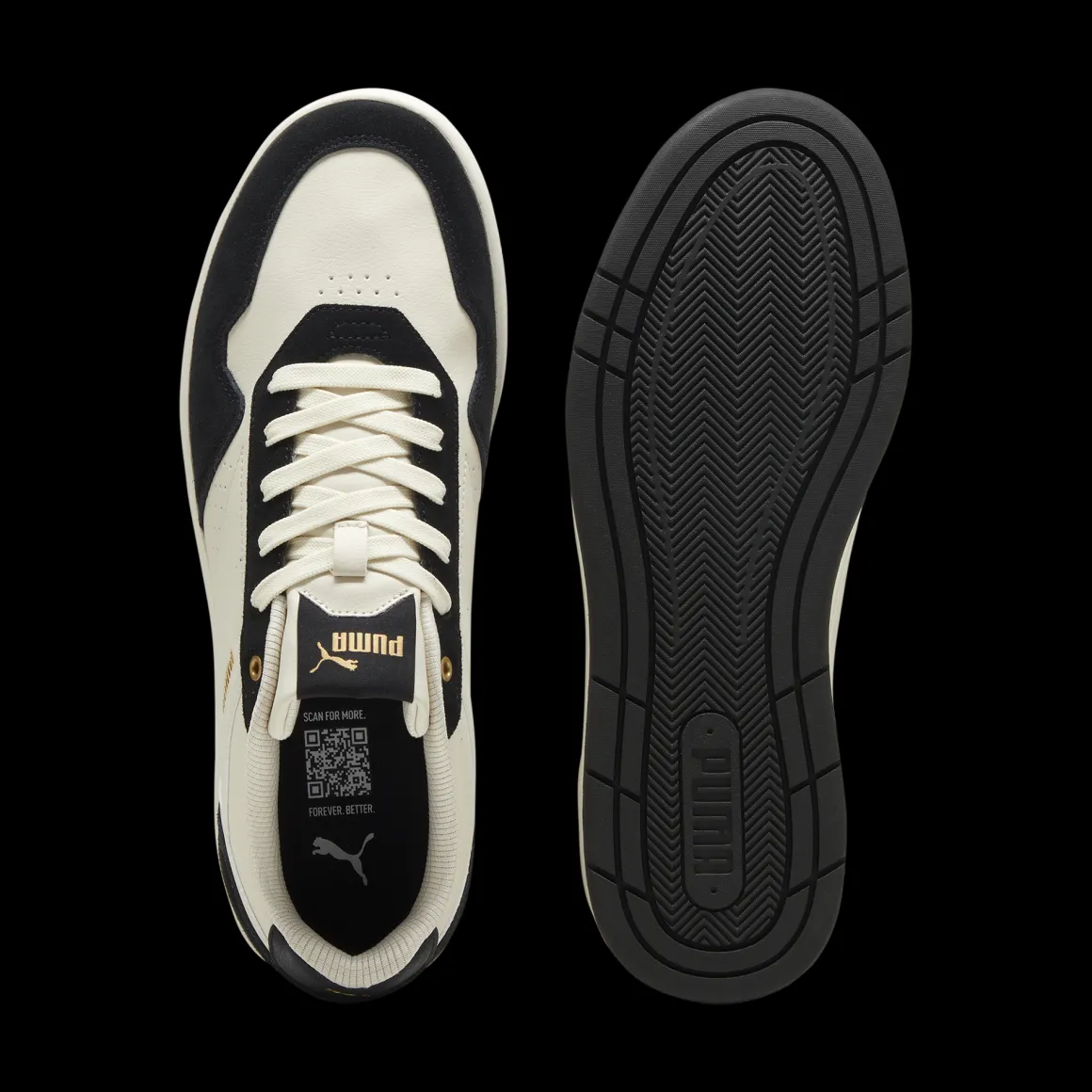 Sneakers casual da uomo bianche e nere con logo Puma Court Classic
