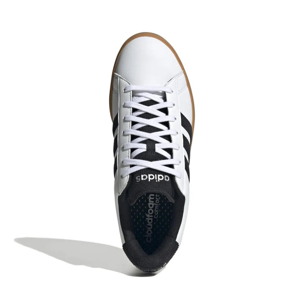 Sneakers casual da uomo bianche e nere con logo adidas Grand Court 2.0