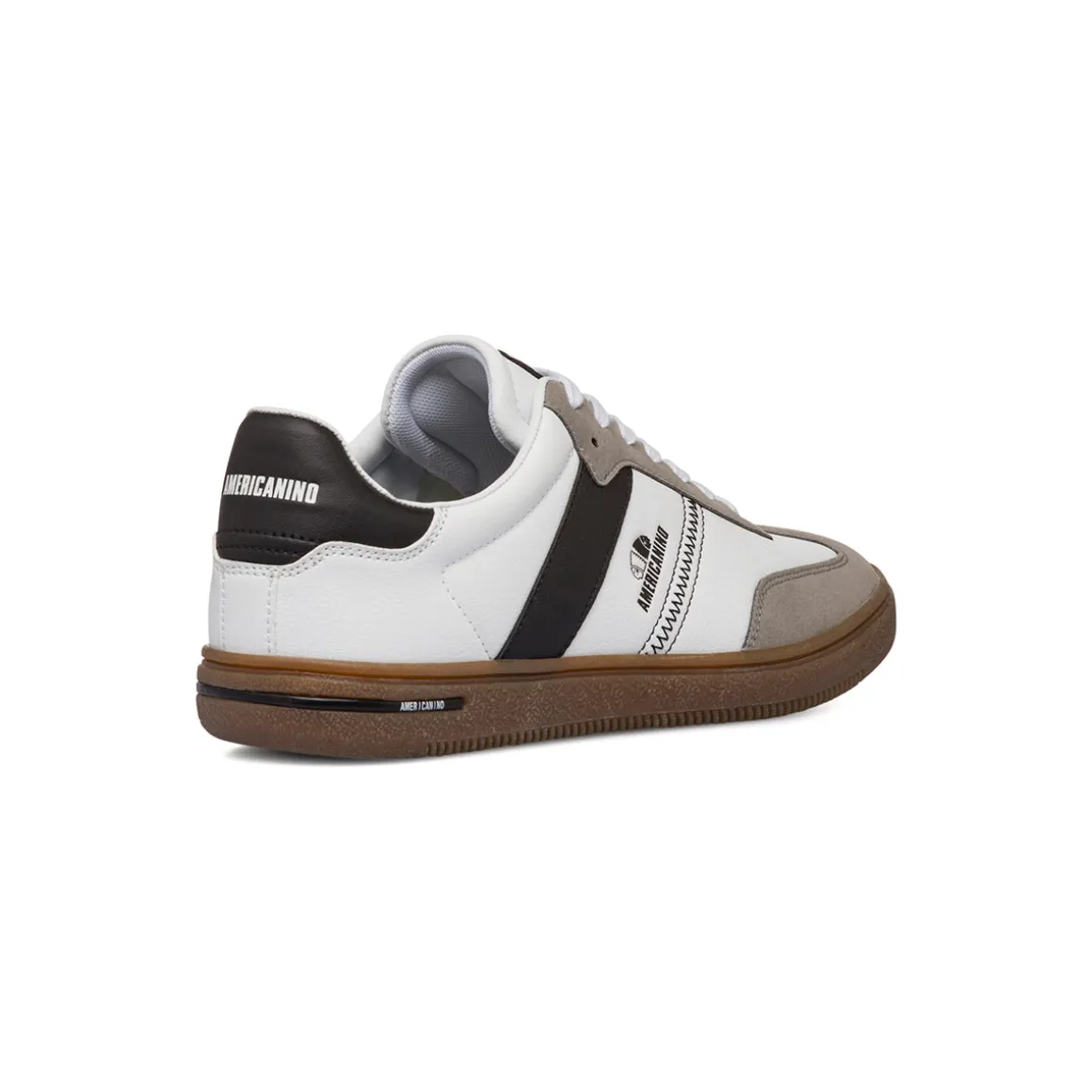 Sneakers casual da uomo bianche con dettagli neri e logo Americanino