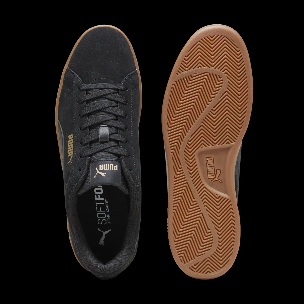 Sneakers casual da uomo in pelle scamosciata nere con logo Puma Smash 3.0