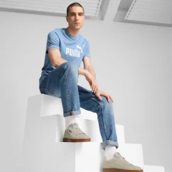 Sneakers casual da uomo in pelle scamosciata beige con logo Puma Smash 3.0