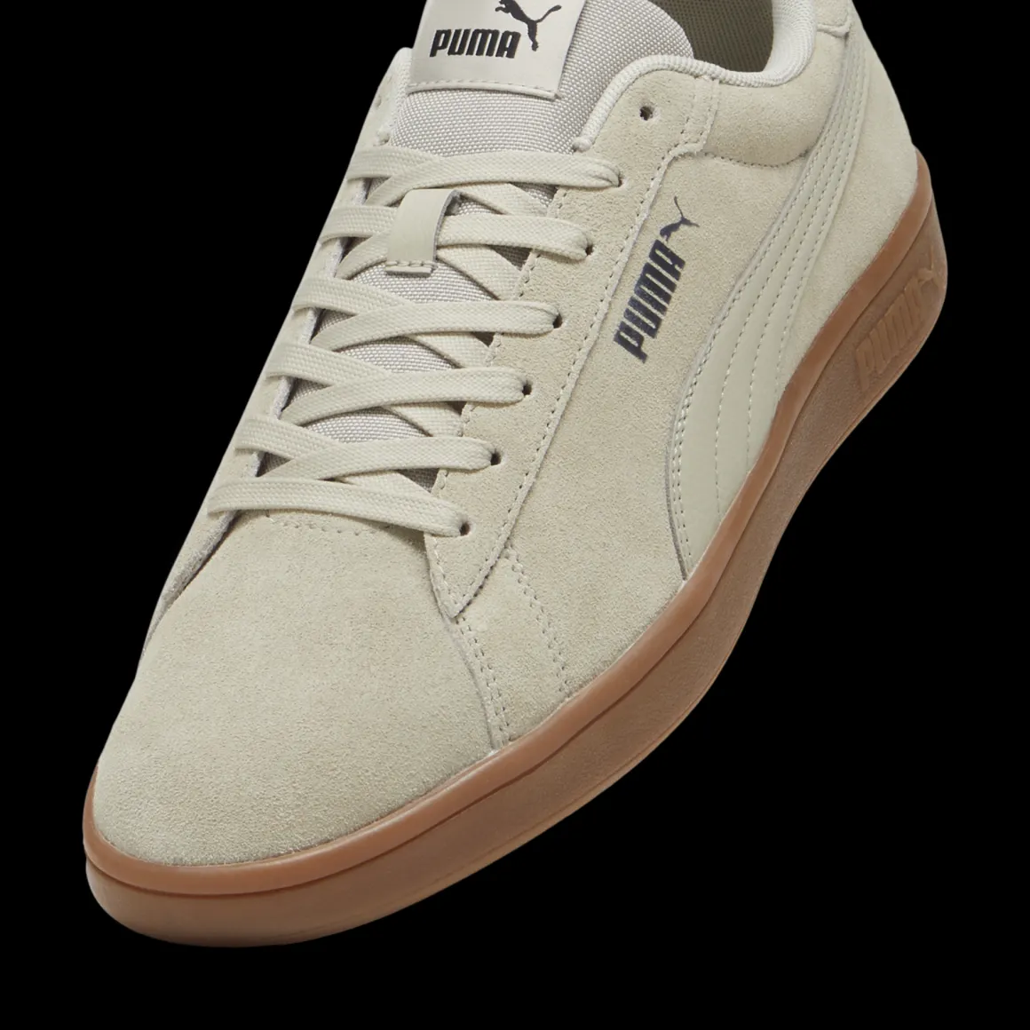 Sneakers casual da uomo in pelle scamosciata beige con logo Puma Smash 3.0