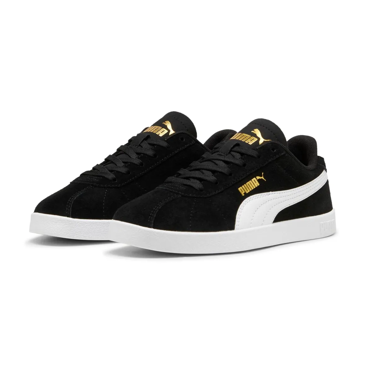 Sneakers casual nere da ragazzo e ragazza in pelle effetto scamosciato Puma Club II