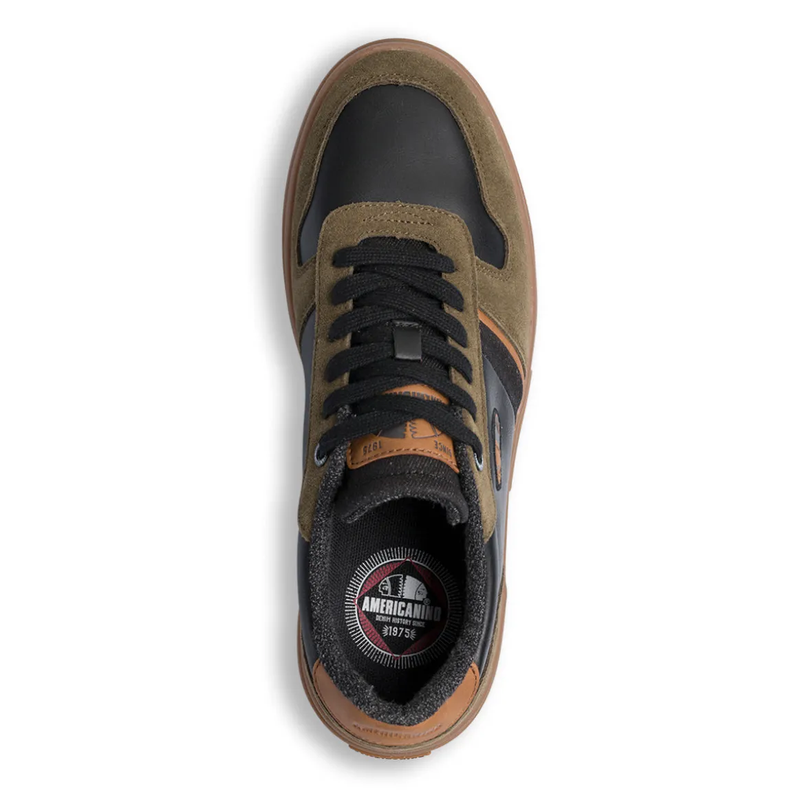 Sneakers casual nere e verde militare da uomo Americanino