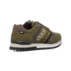 Sneakers casual verde militare da uomo con logo laterale Gas