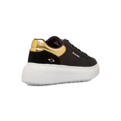 Sneakers con suola platform nere da donna con dettaglio oro Americanino