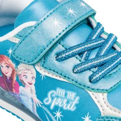 Sneakers da Bambina Azzurre con Luci nella Suola e stampa Frozen