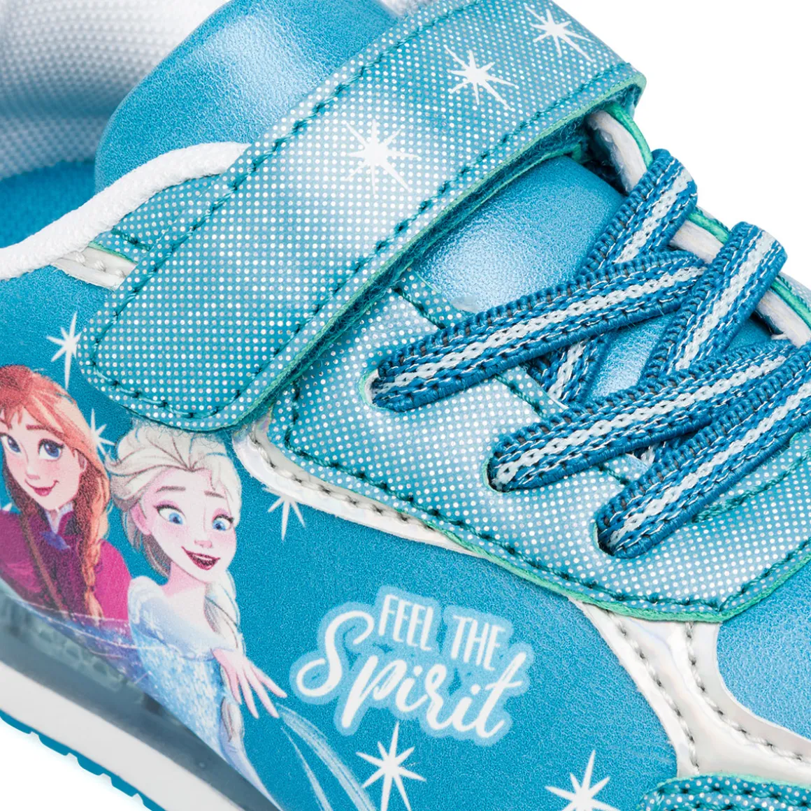 Sneakers da Bambina Azzurre con Luci nella Suola e stampa Frozen