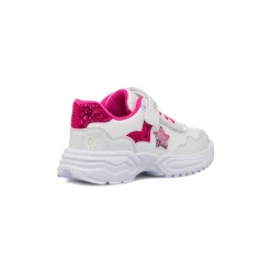 Sneakers da bambina bianche con dettagli fucsia glitter e stella Primigi