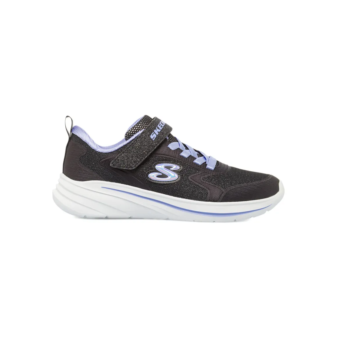 Sneakers da bambina nere con glitter e strappo Skechers