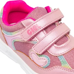 Sneakers da bambina rosa Chicco con cuore glitter e chiusura a strappi