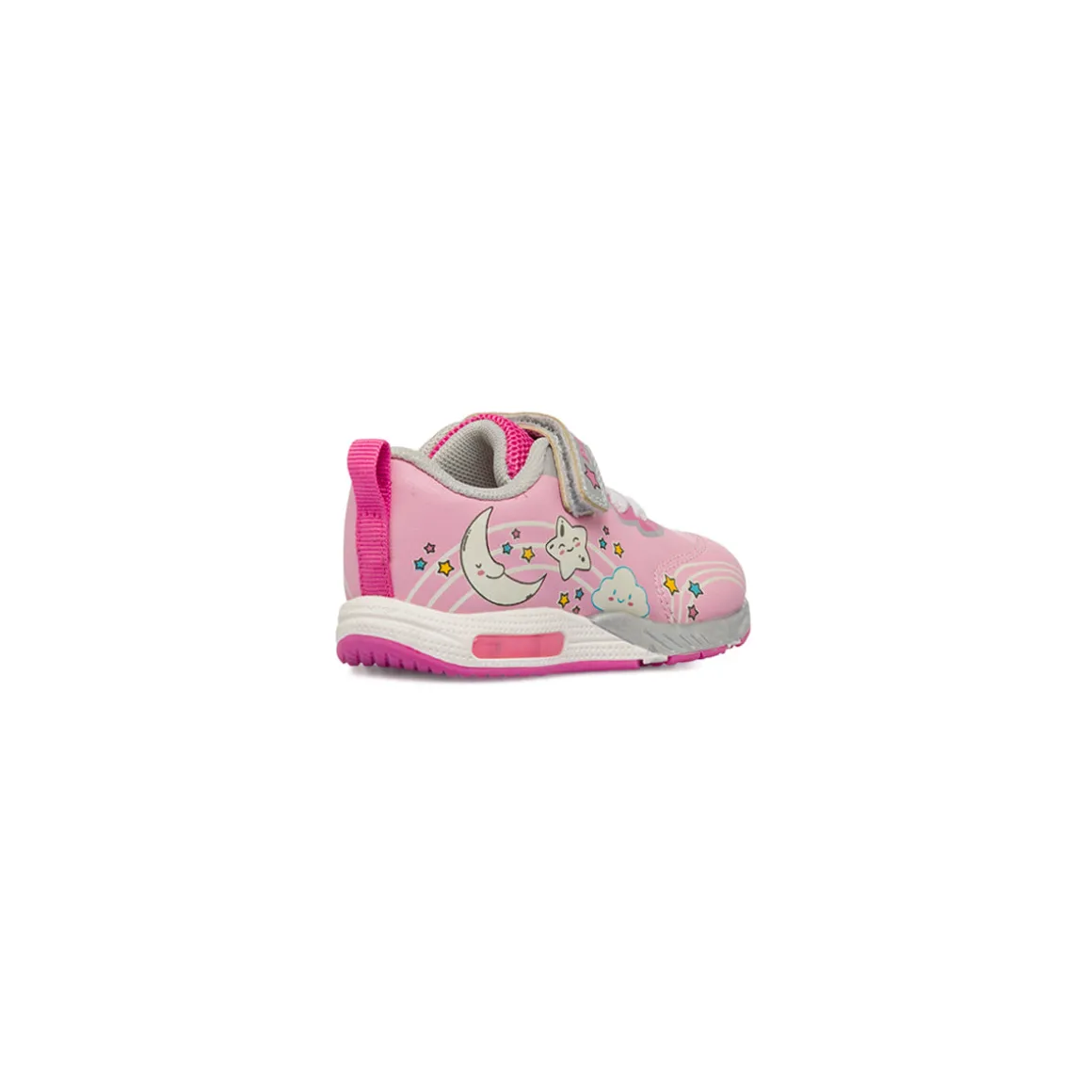 Sneakers da bambina rosa con disegni luna e stelle e Luci Primigi