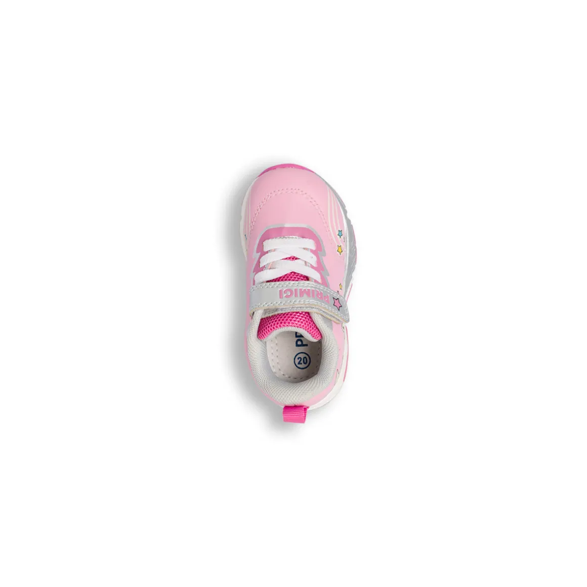Sneakers da bambina rosa con disegni luna e stelle e Luci Primigi