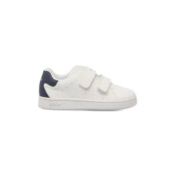 Sneakers da bambino bianche con strappi in velcro e dettagli blu Geox