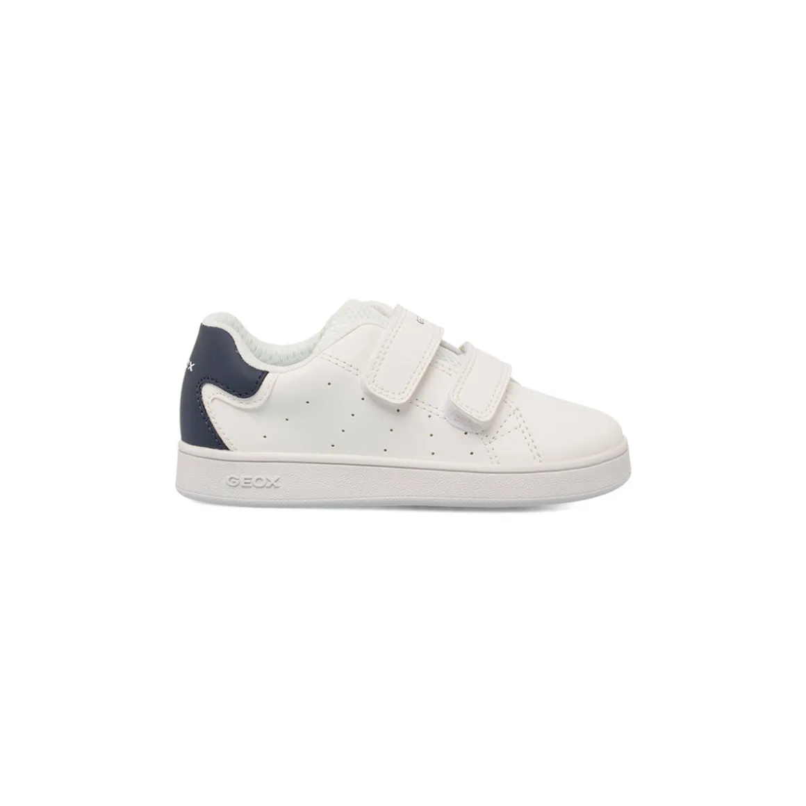 Sneakers da bambino bianche con strappi in velcro e dettagli blu Geox