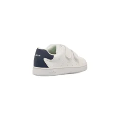 Sneakers da bambino bianche con strappi in velcro e dettagli blu Geox