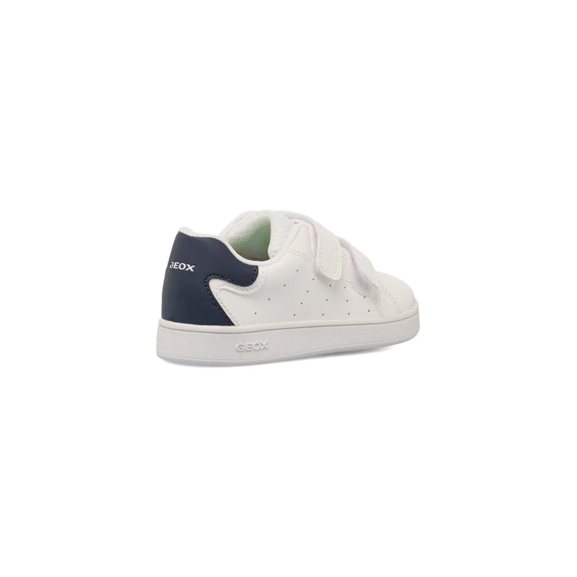 Sneakers da bambino bianche con strappi in velcro e dettagli blu Geox