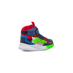 Sneakers da bambino blu con applicazione a squalo e chiusura a strappo Primigi