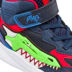 Sneakers da bambino blu con applicazione a squalo e chiusura a strappo Primigi