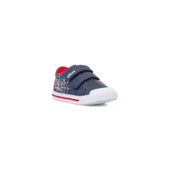 Sneakers da bambino blu in tela con stampa ragnatela e strappi in velcro Chicco