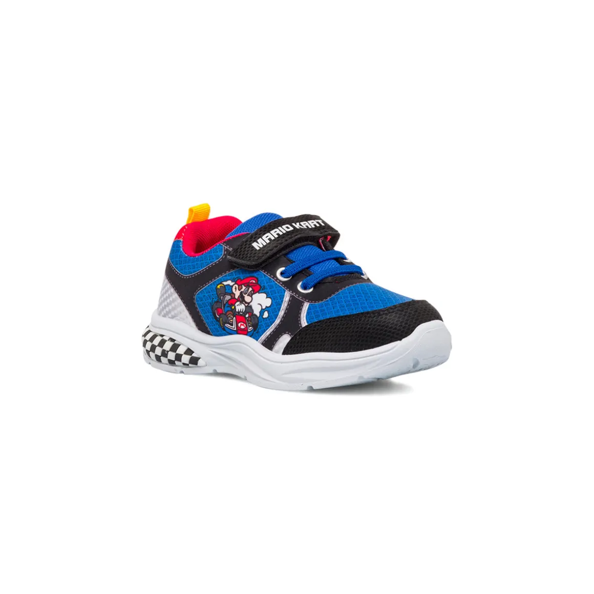 Sneakers da bambino blue e nere con luci nella suola Super Mario