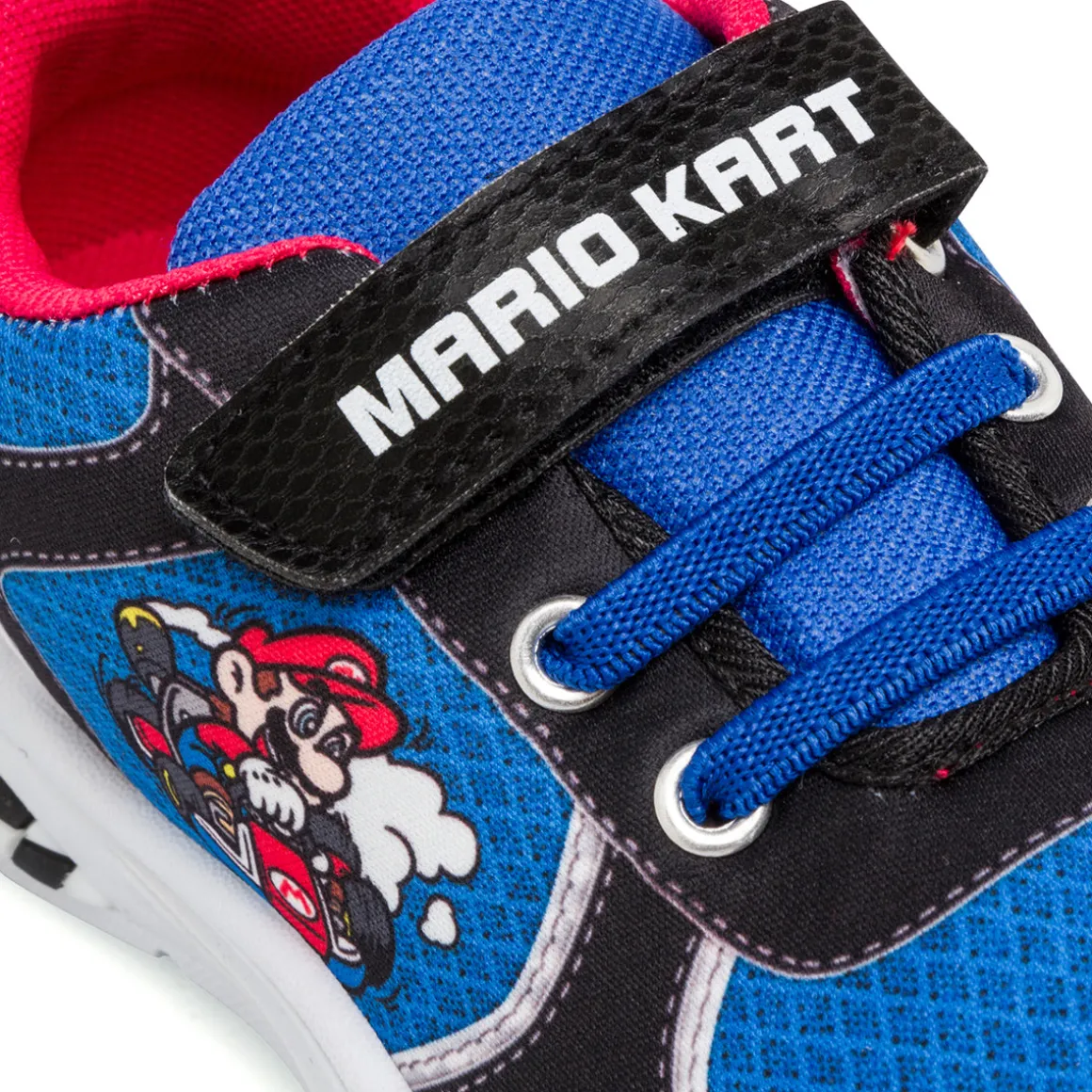 Sneakers da bambino blue e nere con luci nella suola Super Mario