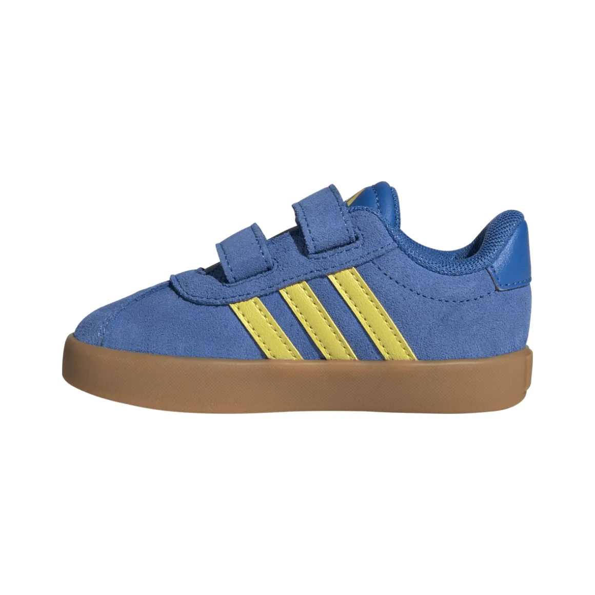 Sneakers da bambino e bambina blu con dettagli gialli adidas VL Court 3.0