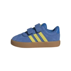 Sneakers da bambino e bambina blu con dettagli gialli adidas VL Court 3.0