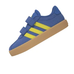 Sneakers da bambino e bambina blu con dettagli gialli adidas VL Court 3.0