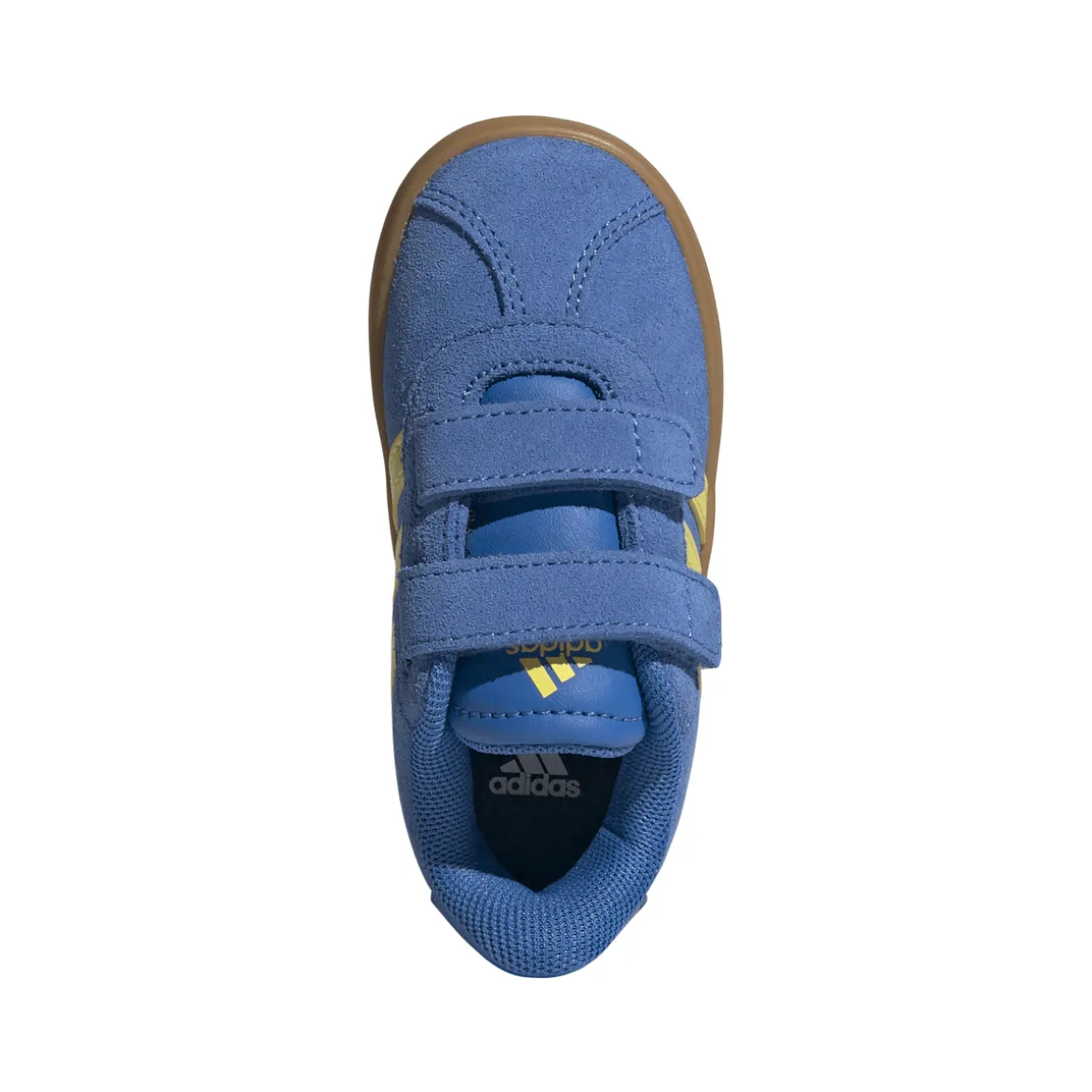 Sneakers da bambino e bambina blu con dettagli gialli adidas VL Court 3.0