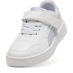 Sneakers da bambino e bambina bianche con dettaglio azzurro Puma Court Lally