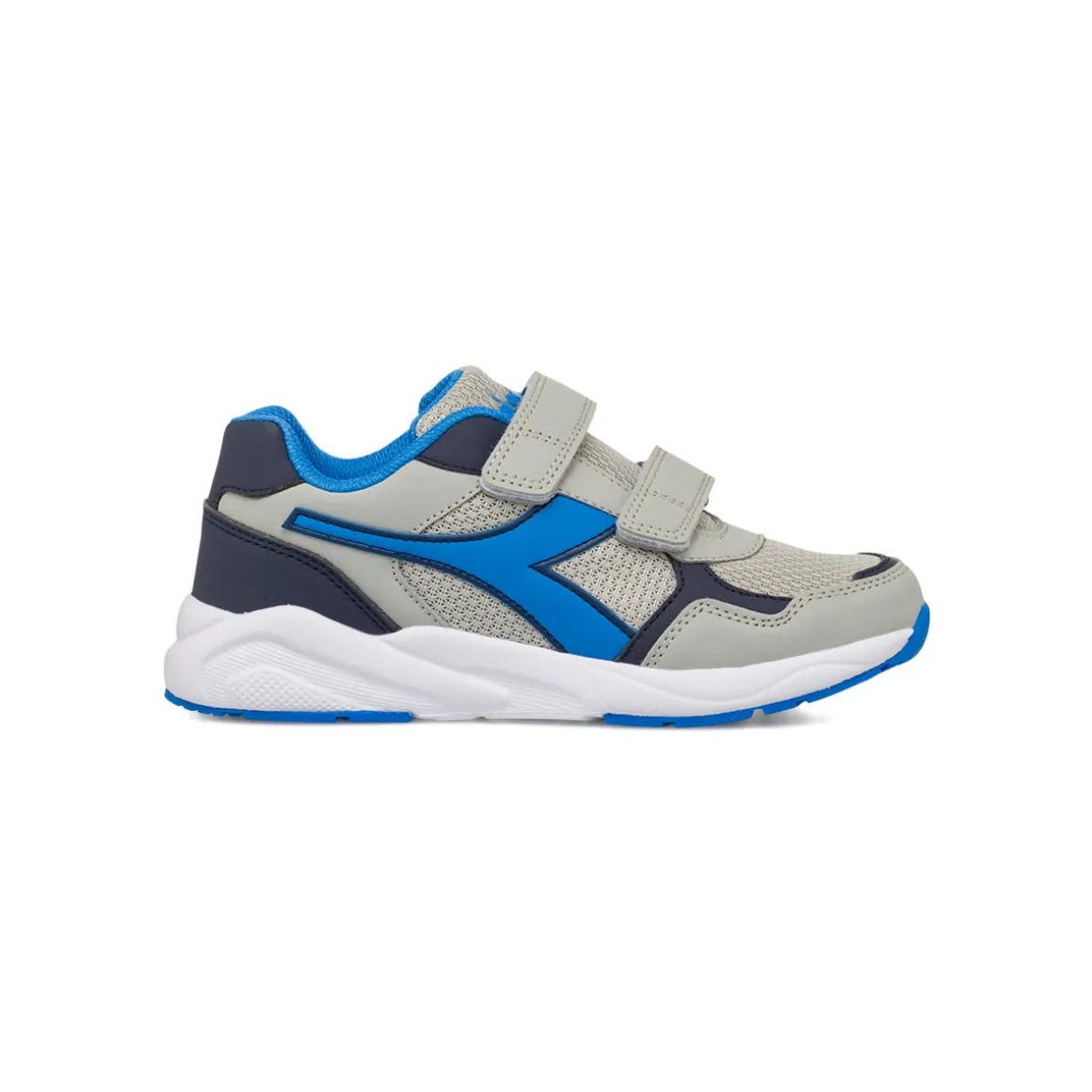 Sneakers da Bambino grigie e blu con strappo e logo Diadora Falcon 5