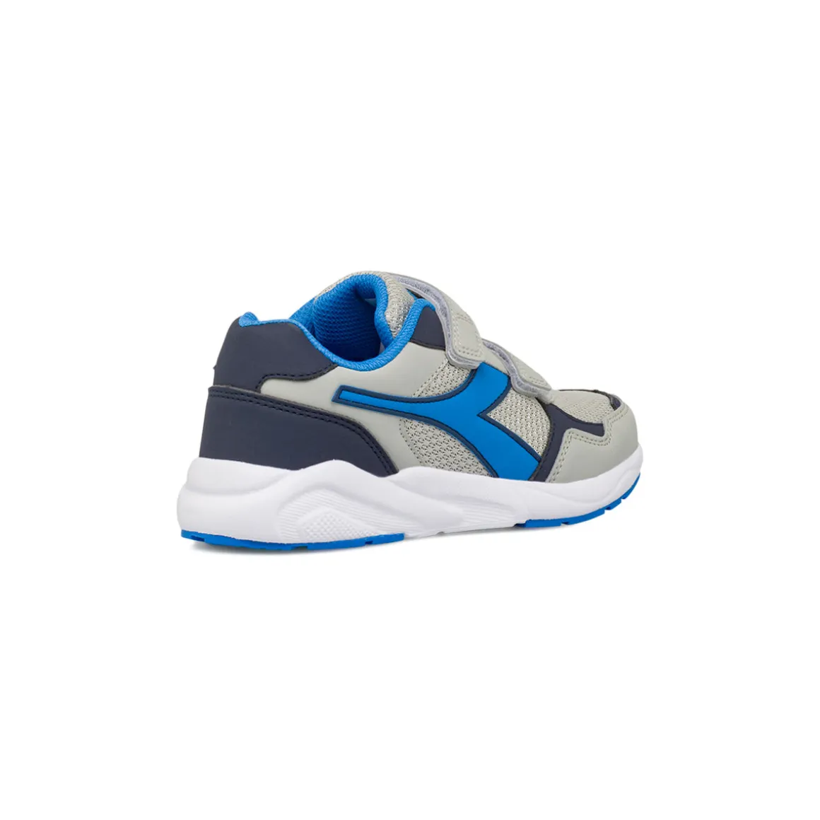 Sneakers da Bambino grigie e blu con strappo e logo Diadora Falcon 5