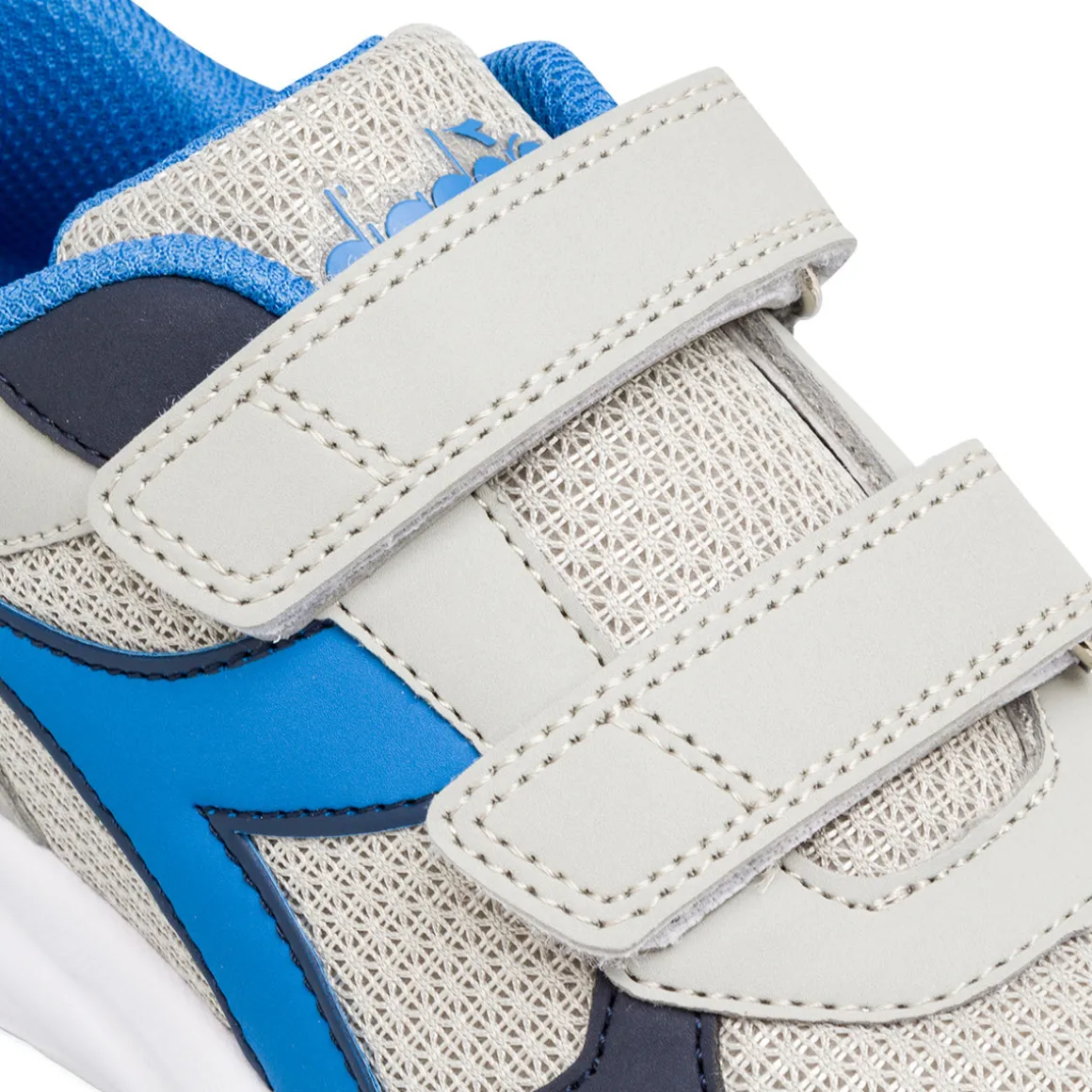 Sneakers da Bambino grigie e blu con strappo e logo Diadora Falcon 5