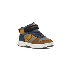 Sneakers da bambino grigie e blu con logo Nautica