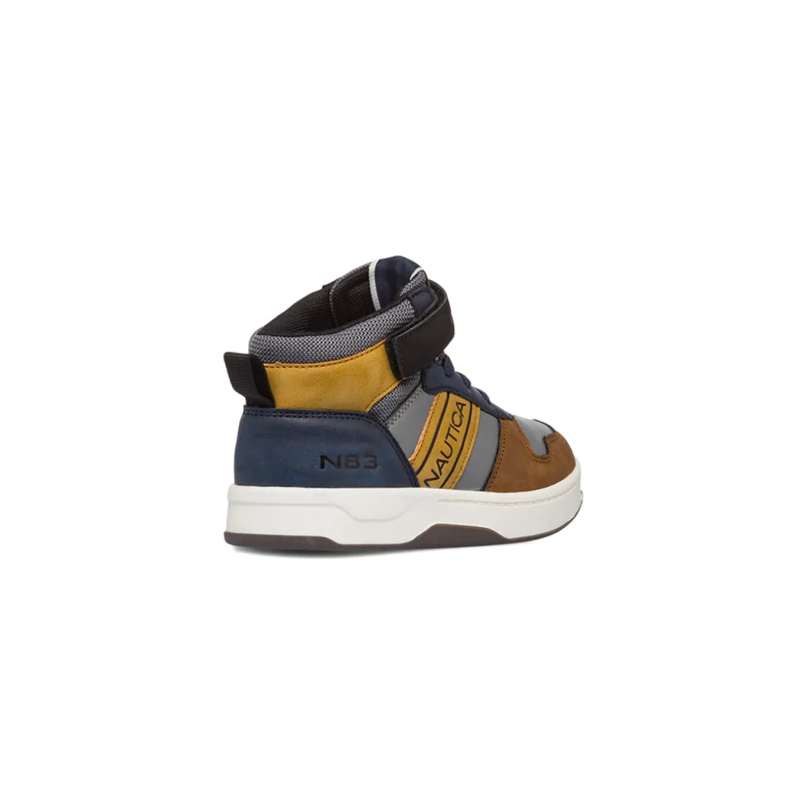 Sneakers da bambino grigie e blu con logo Nautica