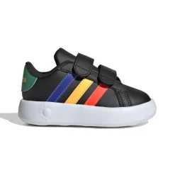 Sneakers da bambino primi passi nere con dettagli multicolore e logo adidas Grand Court 2.0