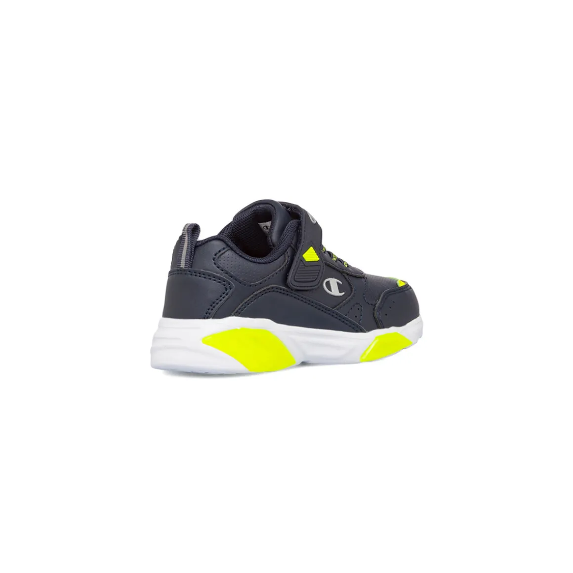 Sneakers da bambino Primi Passi blu navy con dettagli gialli e luci nella suola Champion Wave