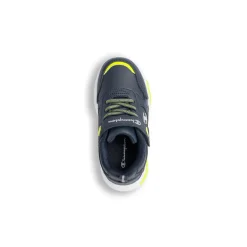 Sneakers da bambino Primi Passi blu navy con dettagli gialli e luci nella suola Champion Wave