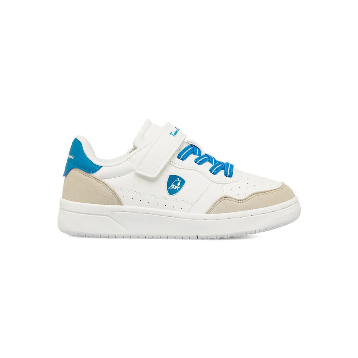 Sneakers da bambino Tonino Lamborghini bianche con dettagli azzurri