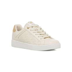 Sneakers da donna beige Soprani Sport con dettagli oro e suola platform