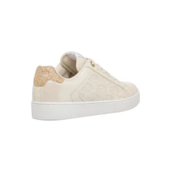 Sneakers da donna beige Soprani Sport con dettagli oro e suola platform