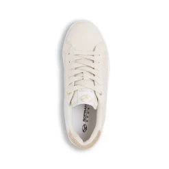 Sneakers da donna beige Soprani Sport con dettagli oro e suola platform