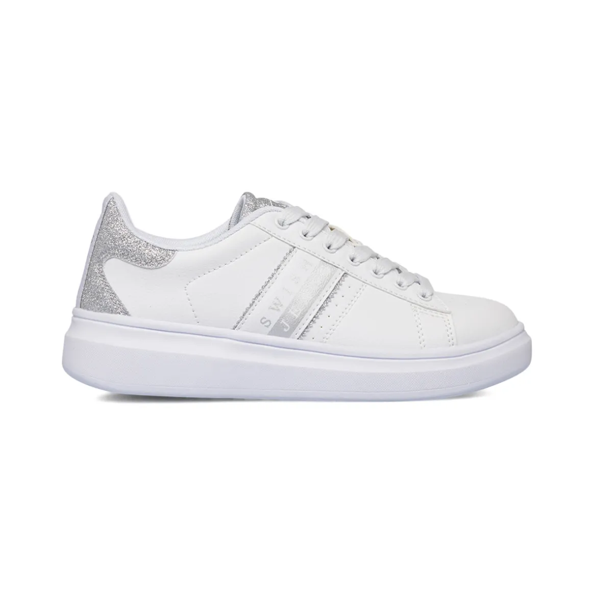 Sneakers da donna bianche con dettagli argento glitter Swish Jeans