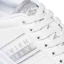 Sneakers da donna bianche con dettagli argento glitter Swish Jeans